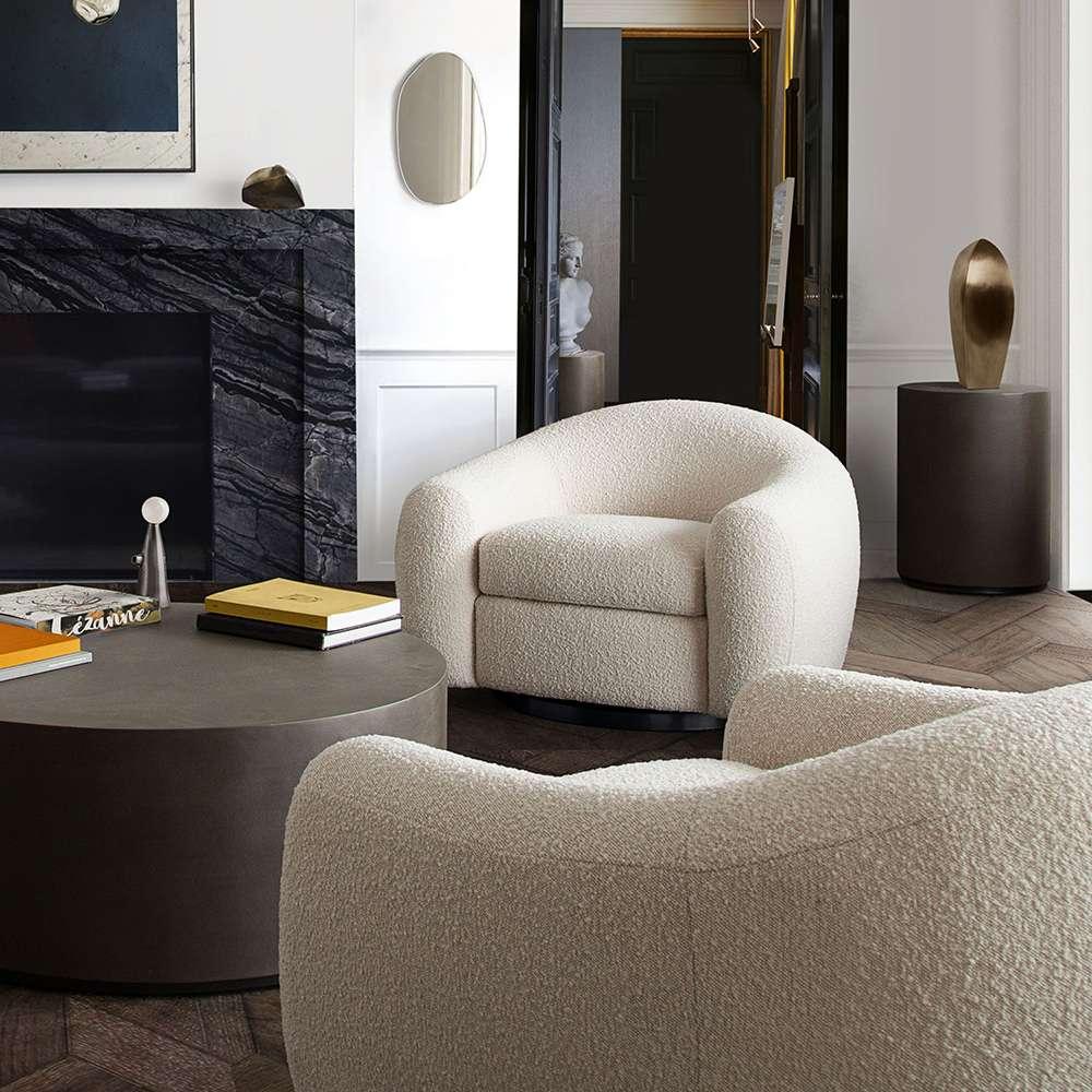 Diamond Sofa - Pascal Swivel Chair in Bone Boucle Textured Fabric w/ Contoured Arms & Back - PASCALCHBO veiw 4