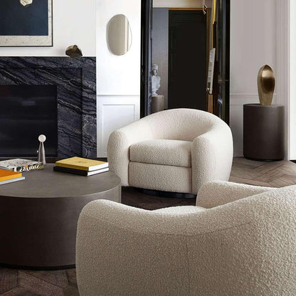 Diamond Sofa - Pascal Swivel Chair in Bone Boucle Textured Fabric w/ Contoured Arms & Back - PASCALCHBO veiw 4
