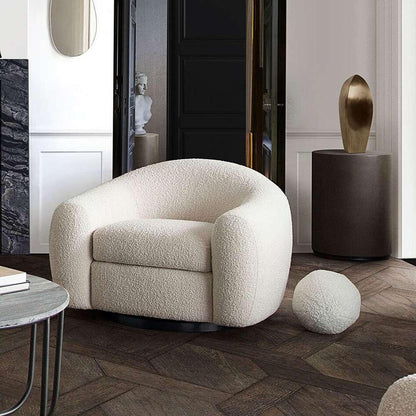 Diamond Sofa - Pascal Swivel Chair in Bone Boucle Textured Fabric w/ Contoured Arms & Back - PASCALCHBO veiw 5
