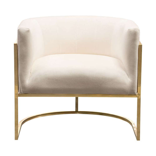 Diamond Sofa - Pandora Accent Chair in Cream Velvet with Polished Gold Stainless Steel Frame - PANDORACHCM veiw 1