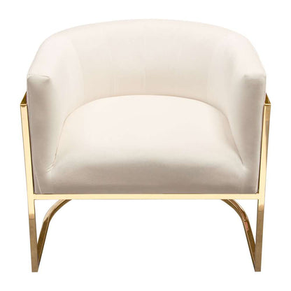 Diamond Sofa - Pandora Accent Chair in Cream Velvet with Polished Gold Stainless Steel Frame - PANDORACHCM veiw 2