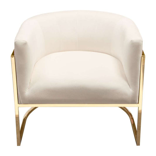 Diamond Sofa - Pandora Accent Chair in Cream Velvet with Polished Gold Stainless Steel Frame - PANDORACHCM veiw 2