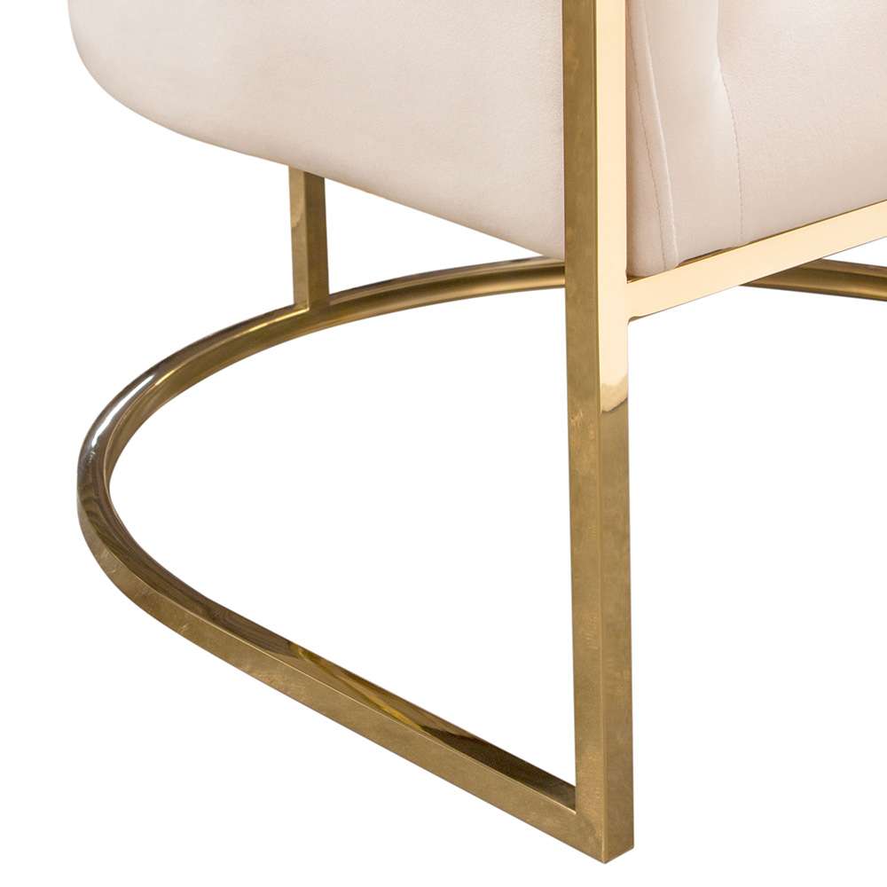 Diamond Sofa - Pandora Accent Chair in Cream Velvet with Polished Gold Stainless Steel Frame - PANDORACHCM veiw 3