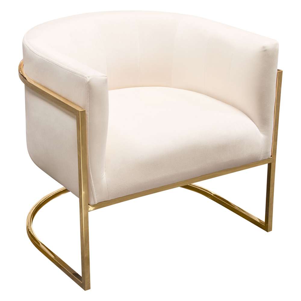 Diamond Sofa - Pandora Accent Chair in Cream Velvet with Polished Gold Stainless Steel Frame - PANDORACHCM veiw 7