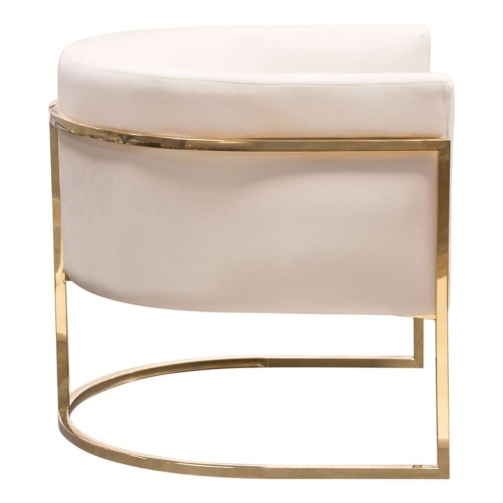 Diamond Sofa - Pandora Accent Chair in Cream Velvet with Polished Gold Stainless Steel Frame - PANDORACHCM veiw 8