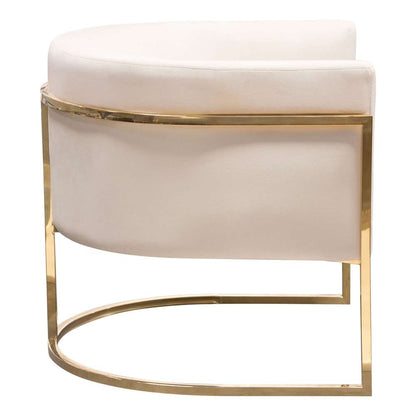 Diamond Sofa - Pandora Accent Chair in Cream Velvet with Polished Gold Stainless Steel Frame - PANDORACHCM veiw 8