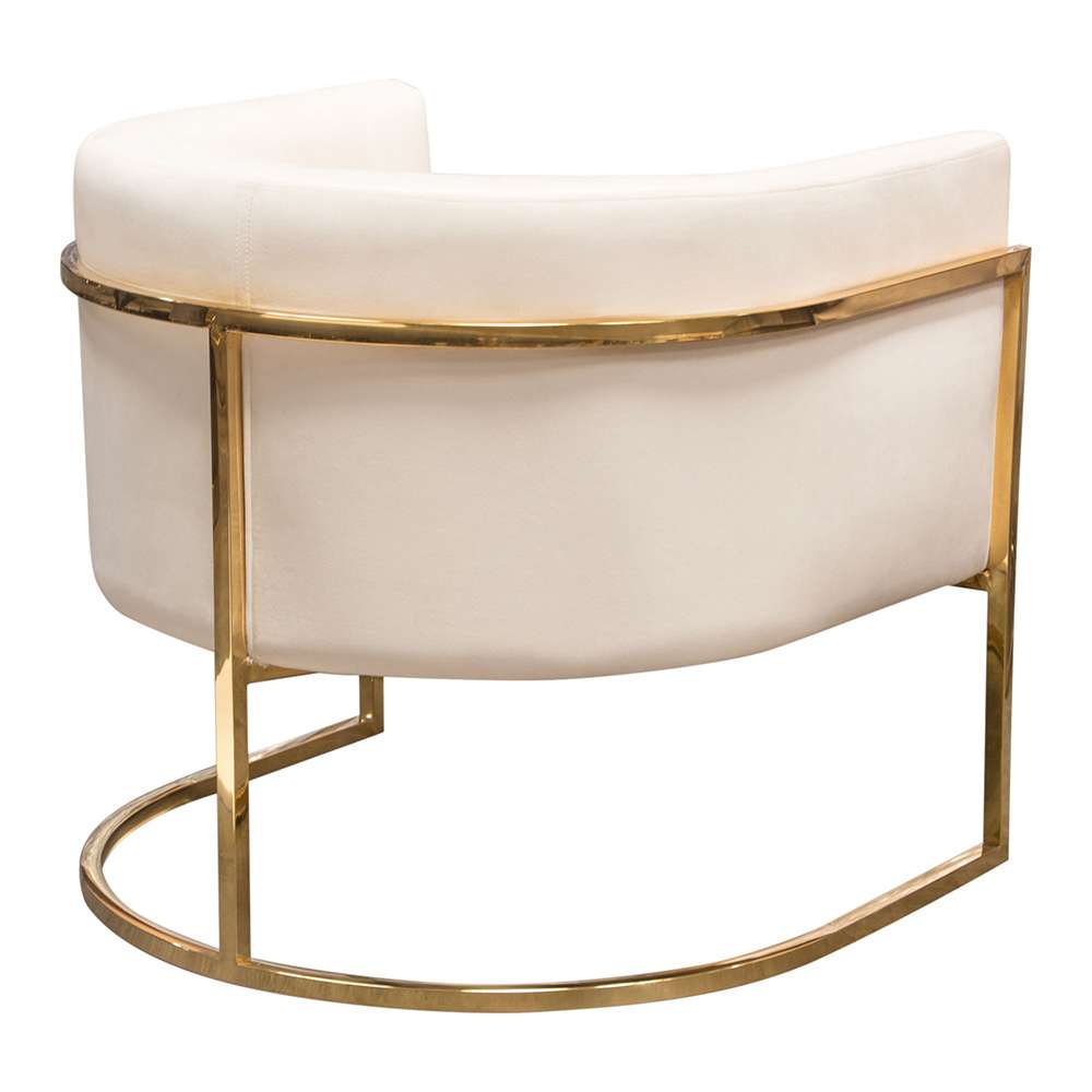 Diamond Sofa - Pandora Accent Chair in Cream Velvet with Polished Gold Stainless Steel Frame - PANDORACHCM veiw 9