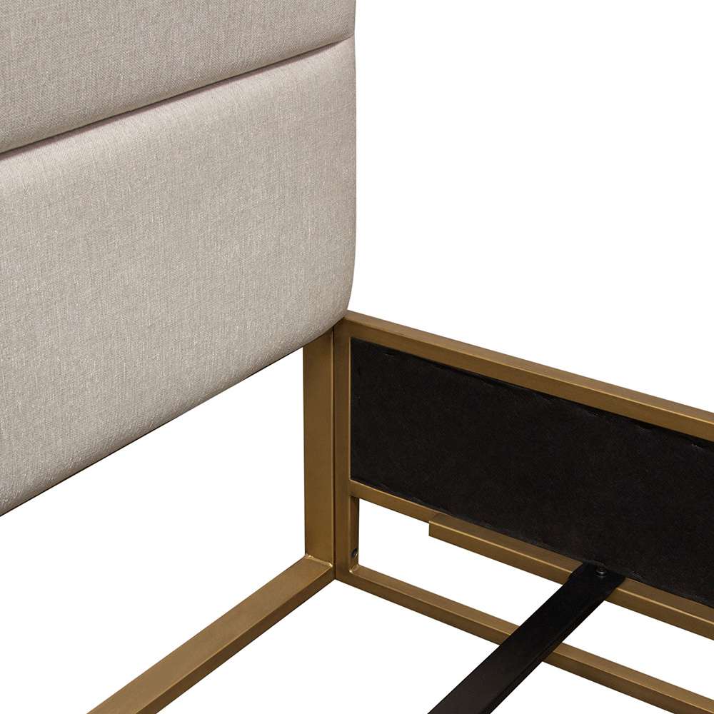 Diamond Sofa - Empire Queen Bed in Sand Fabric with Hand brushed Gold Metal Frame - EMPIREQUBEDSD veiw 3