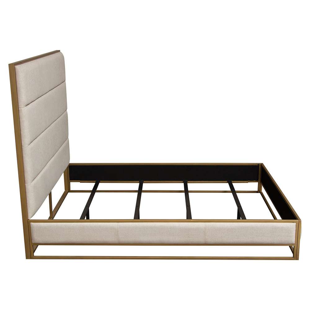 Diamond Sofa - Empire Queen Bed in Sand Fabric with Hand brushed Gold Metal Frame - EMPIREQUBEDSD veiw 12