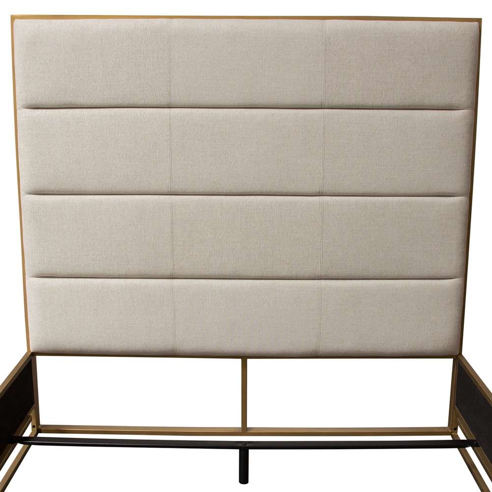 Diamond Sofa - Empire Queen Bed in Sand Fabric with Hand brushed Gold Metal Frame - EMPIREQUBEDSD veiw 13