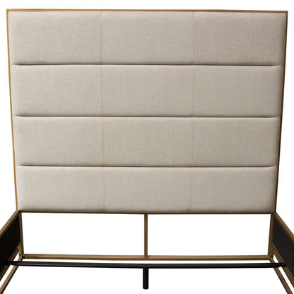 Diamond Sofa - Empire Queen Bed in Sand Fabric with Hand brushed Gold Metal Frame - EMPIREQUBEDSD veiw 13