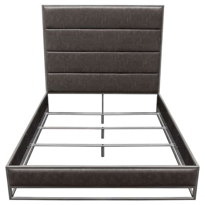 Diamond Sofa - Empire Queen Bed in Weathered Grey PU with Hand brushed Silver Metal Frame - EMPIREQUBEDGR veiw 2