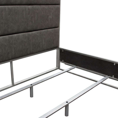 Diamond Sofa - Empire Queen Bed in Weathered Grey PU with Hand brushed Silver Metal Frame - EMPIREQUBEDGR veiw 3