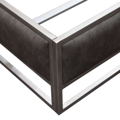 Diamond Sofa - Empire Queen Bed in Weathered Grey PU with Hand brushed Silver Metal Frame - EMPIREQUBEDGR veiw 6