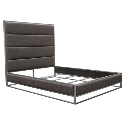 Diamond Sofa - Empire Queen Bed in Weathered Grey PU with Hand brushed Silver Metal Frame - EMPIREQUBEDGR veiw 8