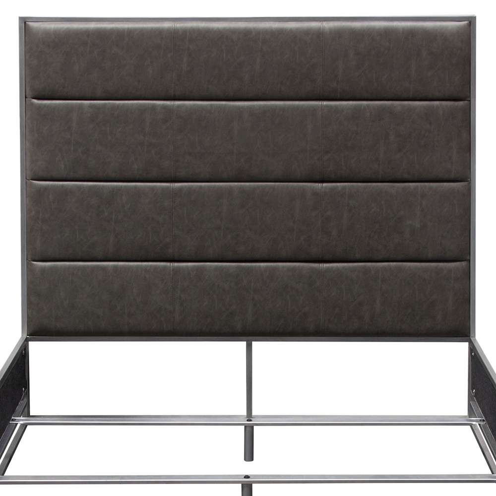 Diamond Sofa - Empire Queen Bed in Weathered Grey PU with Hand brushed Silver Metal Frame - EMPIREQUBEDGR veiw 13