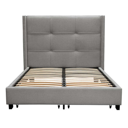 Diamond Sofa - Beverly Queen Bed with Integrated Footboard Storage Unit & Accent Wings in Grey Fabric - BEVERLYGRQUBED veiw 1