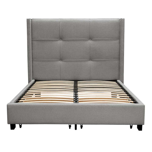 Diamond Sofa - Beverly Queen Bed with Integrated Footboard Storage Unit & Accent Wings in Grey Fabric - BEVERLYGRQUBED veiw 1
