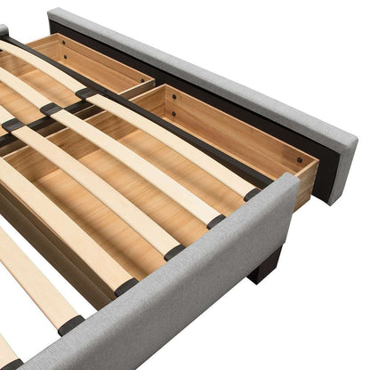 Diamond Sofa - Beverly Queen Bed with Integrated Footboard Storage Unit & Accent Wings in Grey Fabric - BEVERLYGRQUBED veiw 4