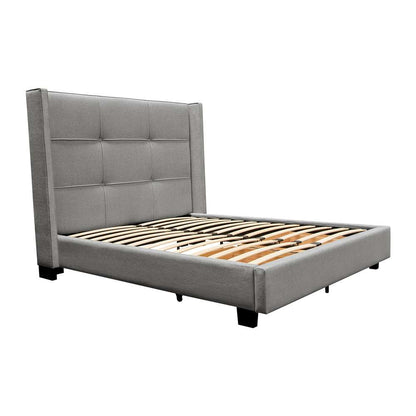 Diamond Sofa - Beverly Queen Bed with Integrated Footboard Storage Unit & Accent Wings in Grey Fabric - BEVERLYGRQUBED veiw 9
