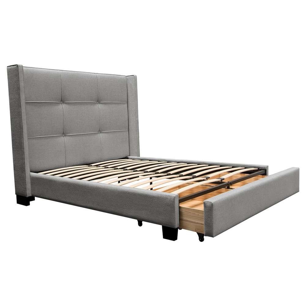 Diamond Sofa - Beverly Queen Bed with Integrated Footboard Storage Unit & Accent Wings in Grey Fabric - BEVERLYGRQUBED veiw 10