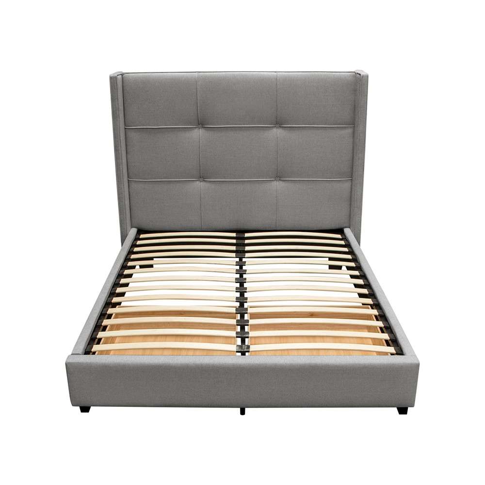 Diamond Sofa - Beverly Queen Bed with Integrated Footboard Storage Unit & Accent Wings in Grey Fabric - BEVERLYGRQUBED veiw 13