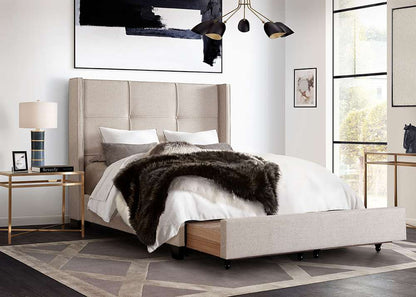 Diamond Sofa - Beverly Queen Bed with Integrated Footboard Storage Unit & Accent Wings in Sand Fabric - BEVERLYSDQUBED veiw 10