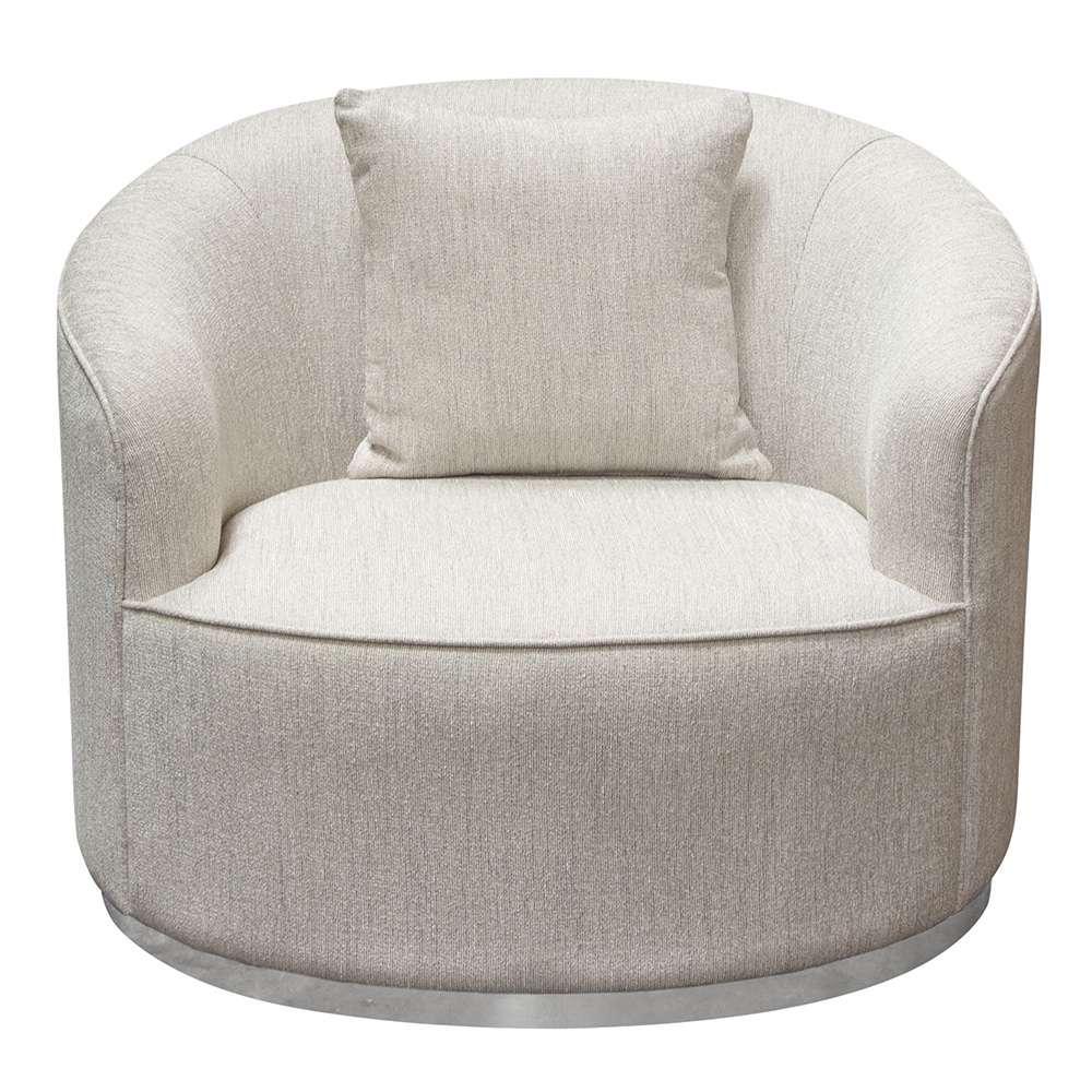 Diamond Sofa - Raven Chair in Light Cream Fabric w/ Brushed Silver Accent Trim - RAVENCHCM veiw 1