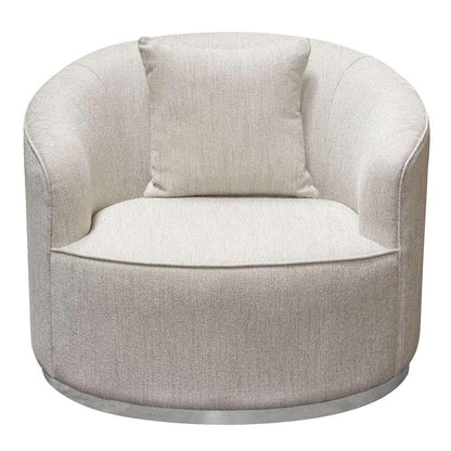 Diamond Sofa - Raven Chair in Light Cream Fabric w/ Brushed Silver Accent Trim - RAVENCHCM veiw 1