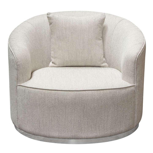 Diamond Sofa - Raven Chair in Light Cream Fabric w/ Brushed Silver Accent Trim - RAVENCHCM veiw 1