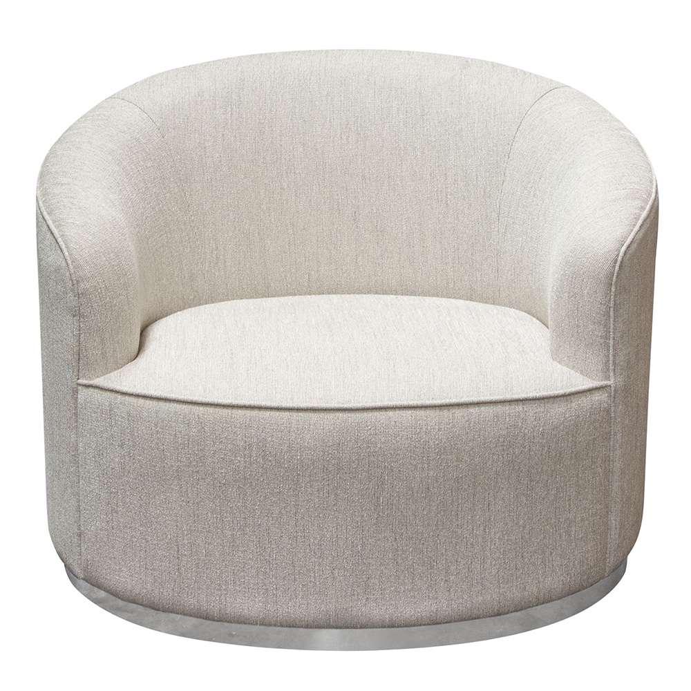 Diamond Sofa - Raven Chair in Light Cream Fabric w/ Brushed Silver Accent Trim - RAVENCHCM veiw 2