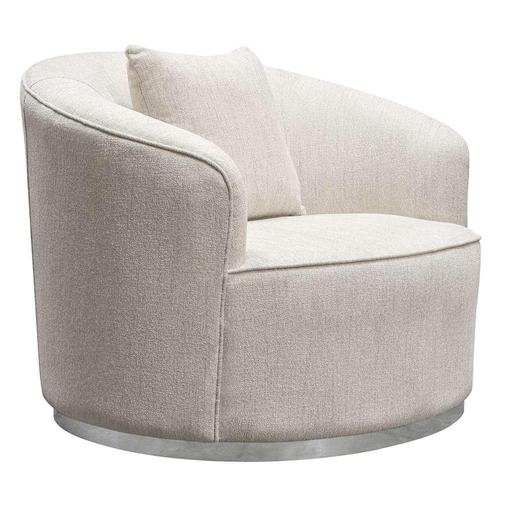 Diamond Sofa - Raven Chair in Light Cream Fabric w/ Brushed Silver Accent Trim - RAVENCHCM veiw 11