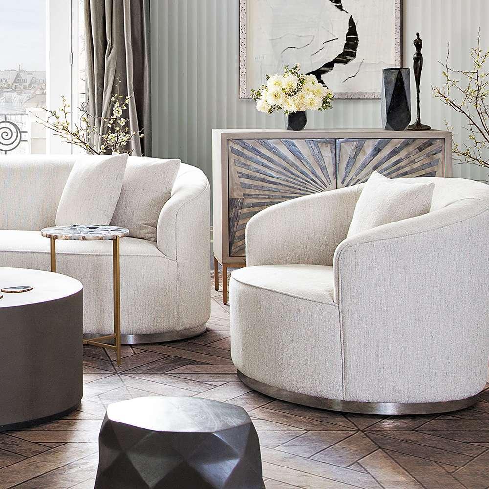 Diamond Sofa - Raven Chair in Light Cream Fabric w/ Brushed Silver Accent Trim - RAVENCHCM veiw 12