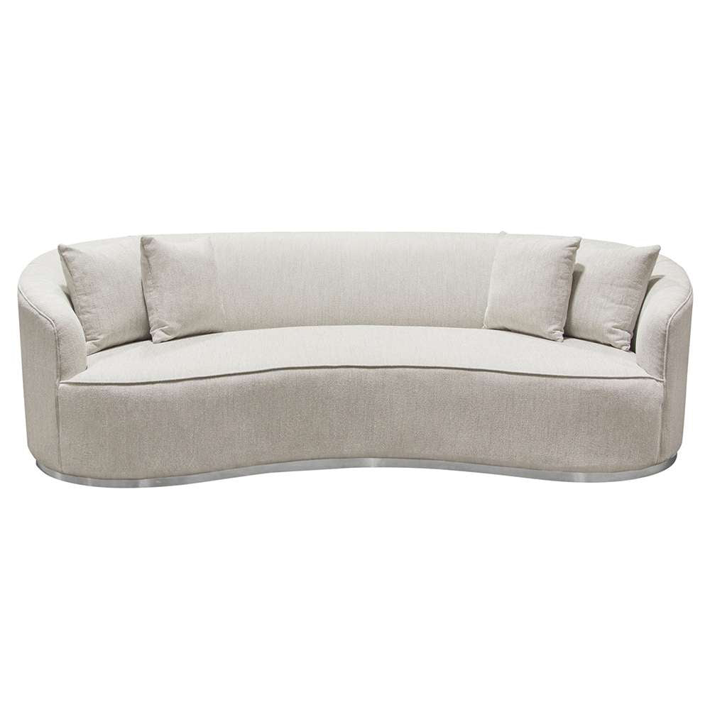 Diamond Sofa - Raven Sofa in Light Cream Fabric w/ Brushed Silver Accent Trim - RAVENSOCM veiw 1