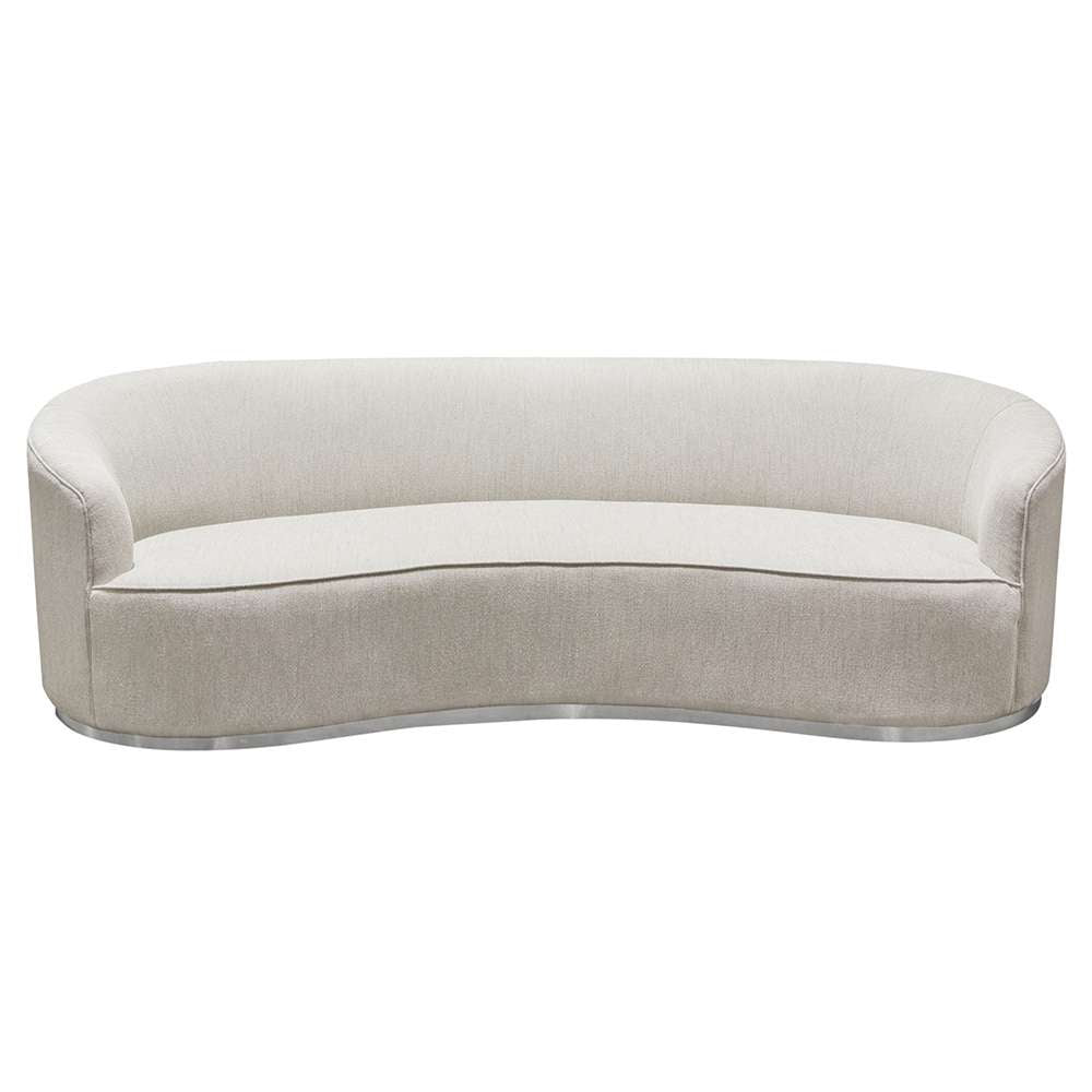 Diamond Sofa - Raven Sofa in Light Cream Fabric w/ Brushed Silver Accent Trim - RAVENSOCM veiw 2