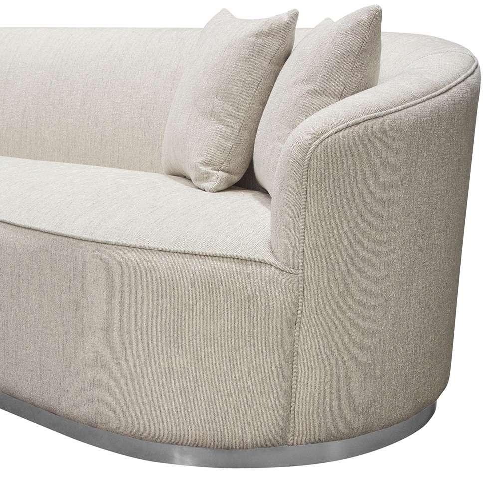 Diamond Sofa - Raven Sofa in Light Cream Fabric w/ Brushed Silver Accent Trim - RAVENSOCM veiw 3