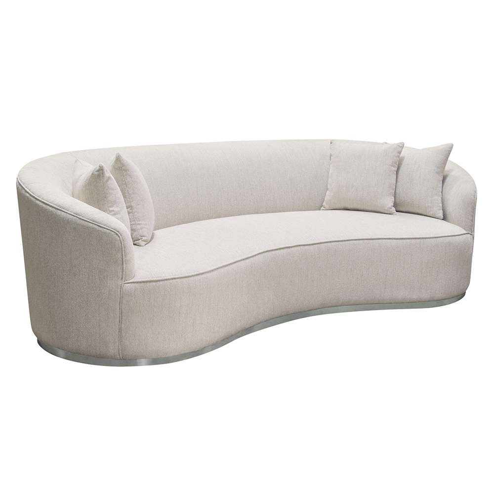 Diamond Sofa - Raven Sofa in Light Cream Fabric w/ Brushed Silver Accent Trim - RAVENSOCM veiw 8