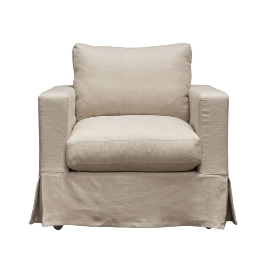 Diamond Sofa - Savannah Slip-Cover Chair in Sand Natural Linen - SAVANNAHCHSD veiw 1