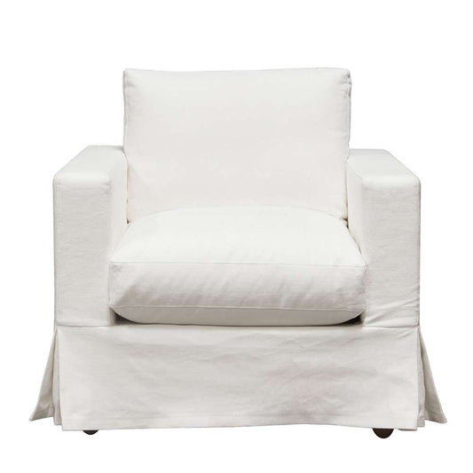 Diamond Sofa - Savannah Slip-Cover Chair in White Natural Linen - SAVANNAHCHWH veiw 1