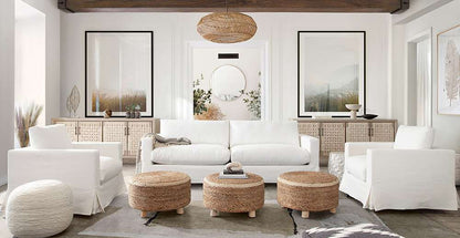 Diamond Sofa - Savannah Slip-Cover Sofa in White Natural Linen - SAVANNAHSOWH veiw 4