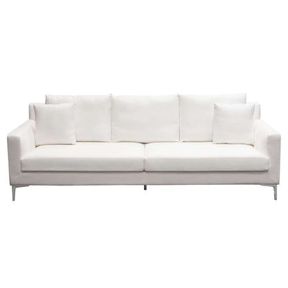 Diamond Sofa - Seattle Loose Back Sofa in White Linen w/ Polished Silver Metal Leg - SEATTLESOWH veiw 1