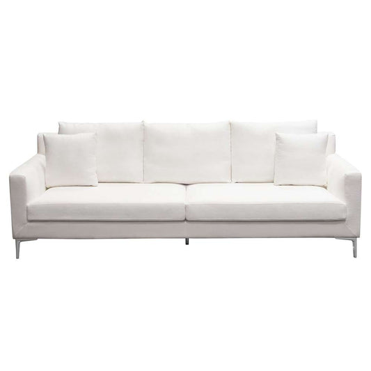 Diamond Sofa - Seattle Loose Back Sofa in White Linen w/ Polished Silver Metal Leg - SEATTLESOWH veiw 1