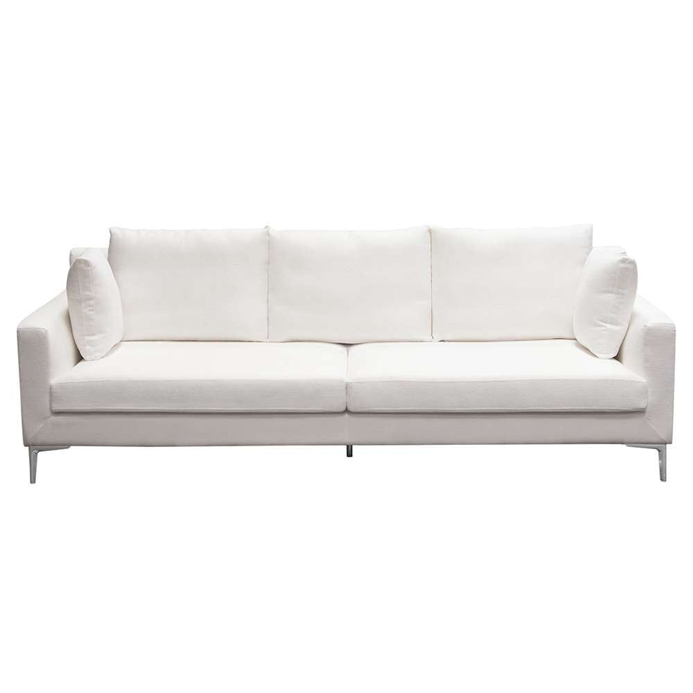 Diamond Sofa - Seattle Loose Back Sofa in White Linen w/ Polished Silver Metal Leg - SEATTLESOWH veiw 2