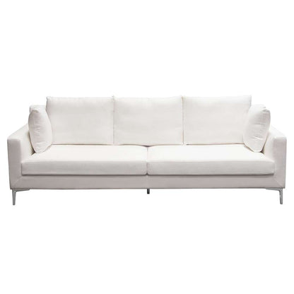 Diamond Sofa - Seattle Loose Back Sofa in White Linen w/ Polished Silver Metal Leg - SEATTLESOWH veiw 2