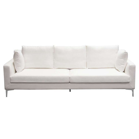 Diamond Sofa - Seattle Loose Back Sofa in White Linen w/ Polished Silver Metal Leg - SEATTLESOWH veiw 2