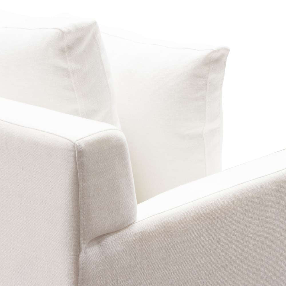 Diamond Sofa - Seattle Loose Back Sofa in White Linen w/ Polished Silver Metal Leg - SEATTLESOWH veiw 3
