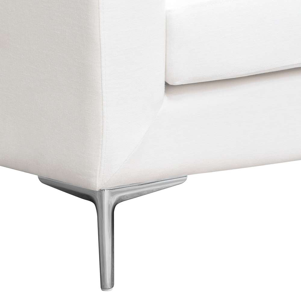 Diamond Sofa - Seattle Loose Back Sofa in White Linen w/ Polished Silver Metal Leg - SEATTLESOWH veiw 4