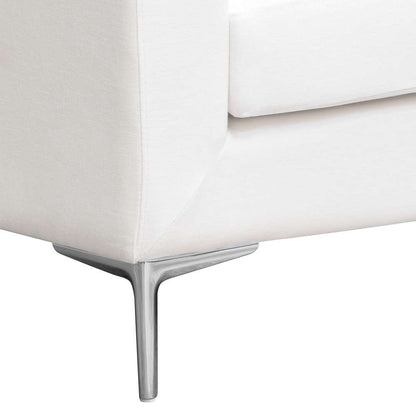 Diamond Sofa - Seattle Loose Back Sofa in White Linen w/ Polished Silver Metal Leg - SEATTLESOWH veiw 4