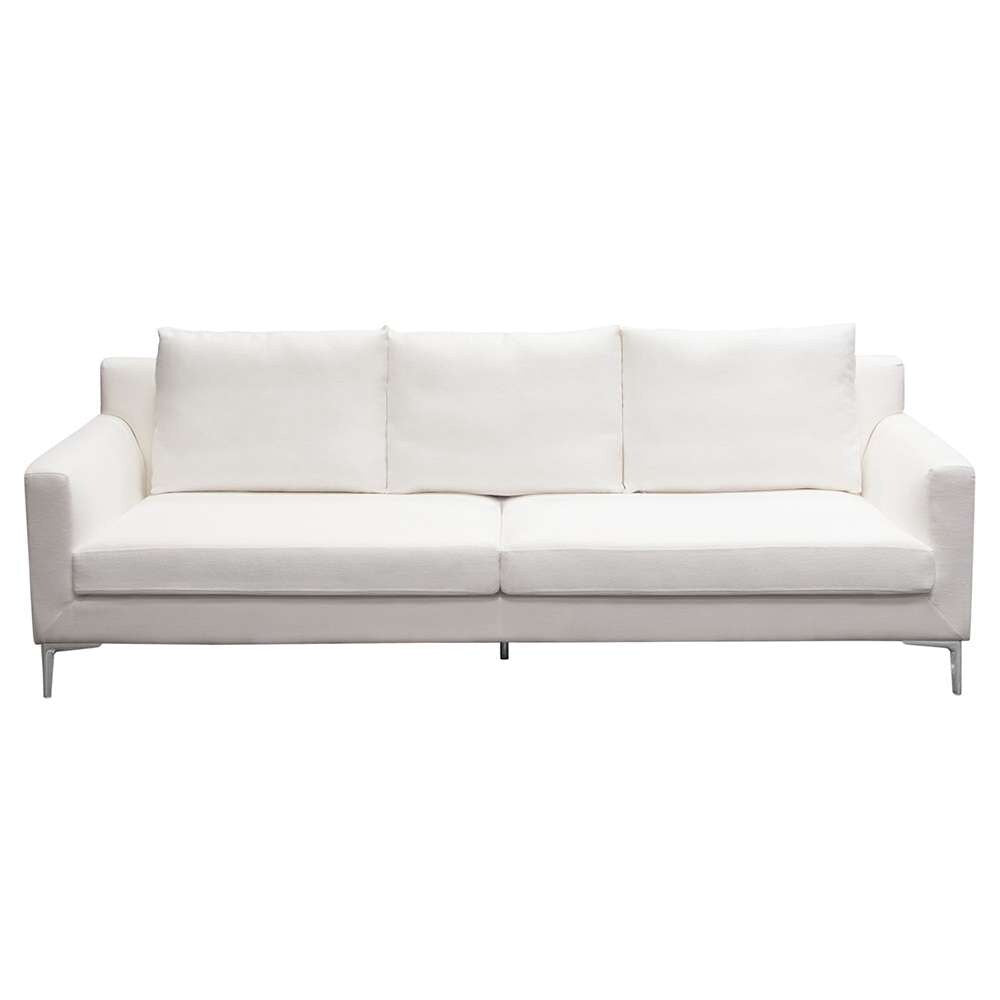 Diamond Sofa - Seattle Loose Back Sofa in White Linen w/ Polished Silver Metal Leg - SEATTLESOWH veiw 5