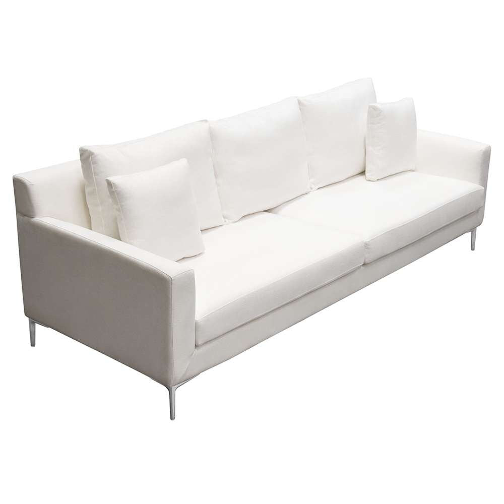 Diamond Sofa - Seattle Loose Back Sofa in White Linen w/ Polished Silver Metal Leg - SEATTLESOWH veiw 7